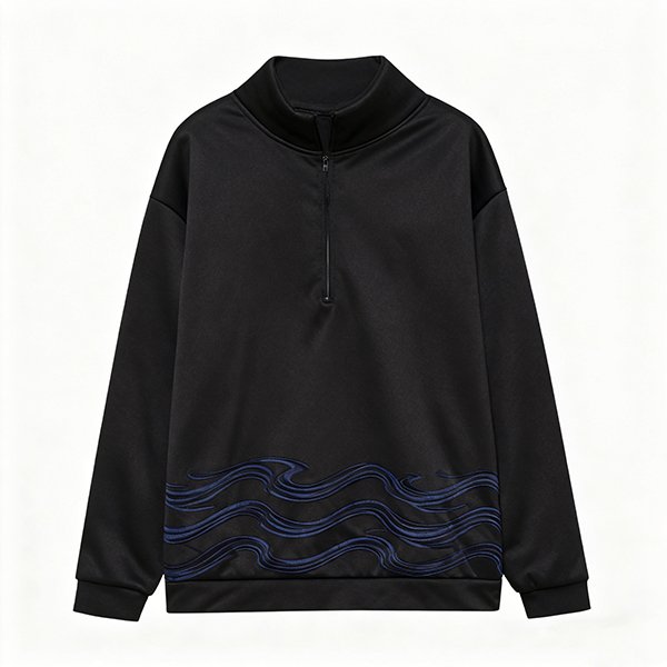 Oversized Half-Zip Hoodie - Drop Shoulder Polyester Sweatshirt