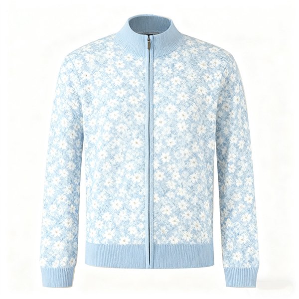 Men's Fashion Knit Cardigan - Full-Zip Ribbed Sweater Jacket